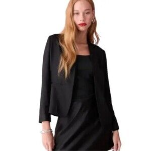 J Crew Womens Going‎ Out Blazer 100% Lyocell Black Jacket Size 6 Open Front